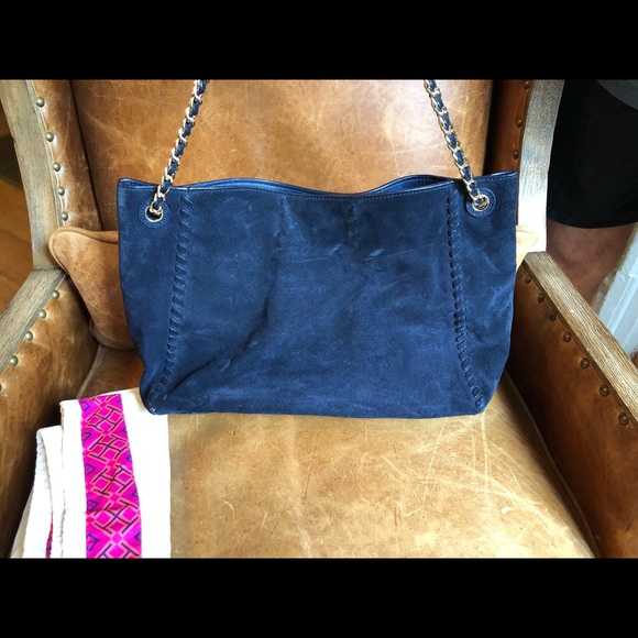 tory burch blue suede bag